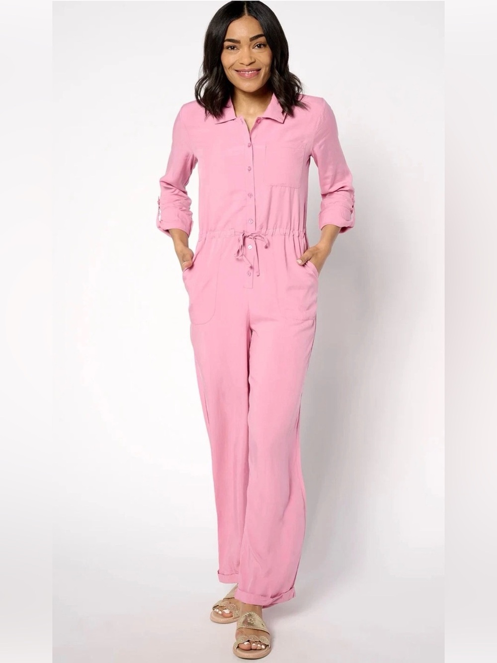 Muk Luks Women’s Mauve Pink Utility Jumpsuit medium